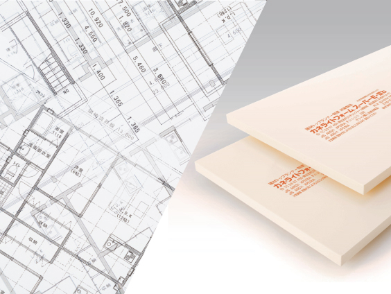 左に設計図、右に二枚重なったカネライトフォームスーパーE-Ⅲb